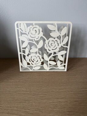 White Flower Napkin Holder